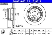 Bremsscheibe Hinterachse ATE 24.0310-0315.1