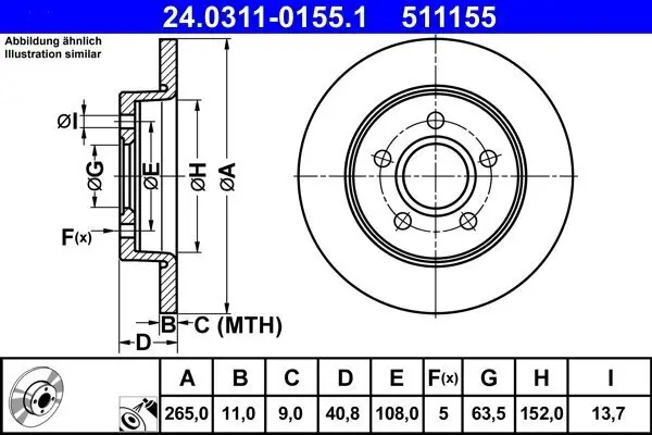 Bremsscheibe ATE 24.0311-0155.1