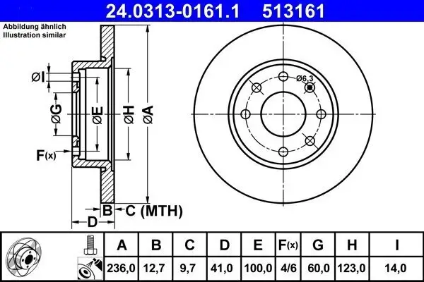 Bremsscheibe ATE 24.0313-0161.1