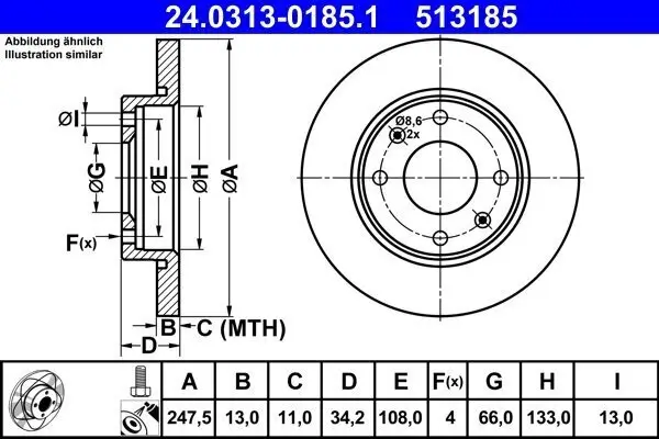 Bremsscheibe ATE 24.0313-0185.1