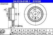 Bremsscheibe Hinterachse ATE 24.0319-0108.1