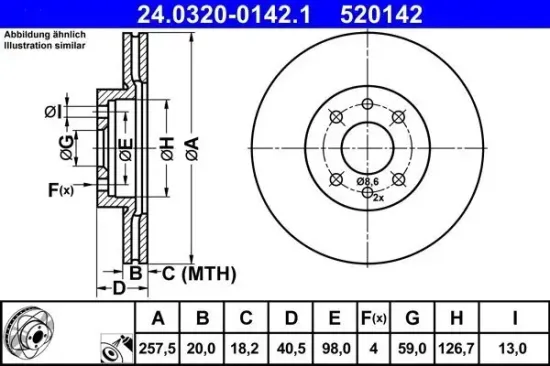Bremsscheibe ATE 24.0320-0142.1 Bild Bremsscheibe ATE 24.0320-0142.1