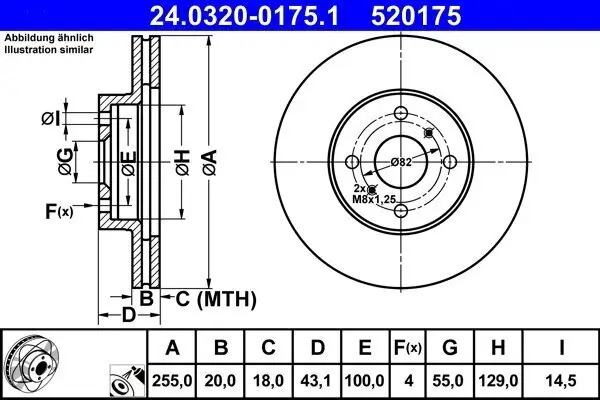 Bremsscheibe Vorderachse ATE 24.0320-0175.1