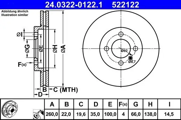 Bremsscheibe ATE 24.0322-0122.1