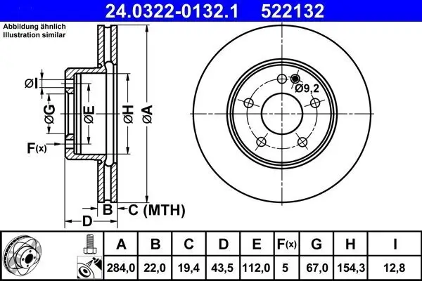 Bremsscheibe ATE 24.0322-0132.1