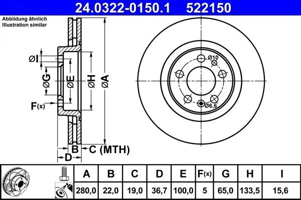 Bremsscheibe ATE 24.0322-0150.1