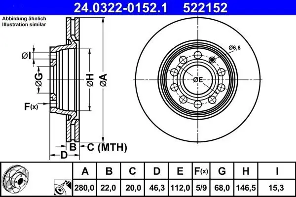 Bremsscheibe ATE 24.0322-0152.1