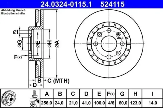 Bremsscheibe ATE 24.0324-0115.1 Bild Bremsscheibe ATE 24.0324-0115.1