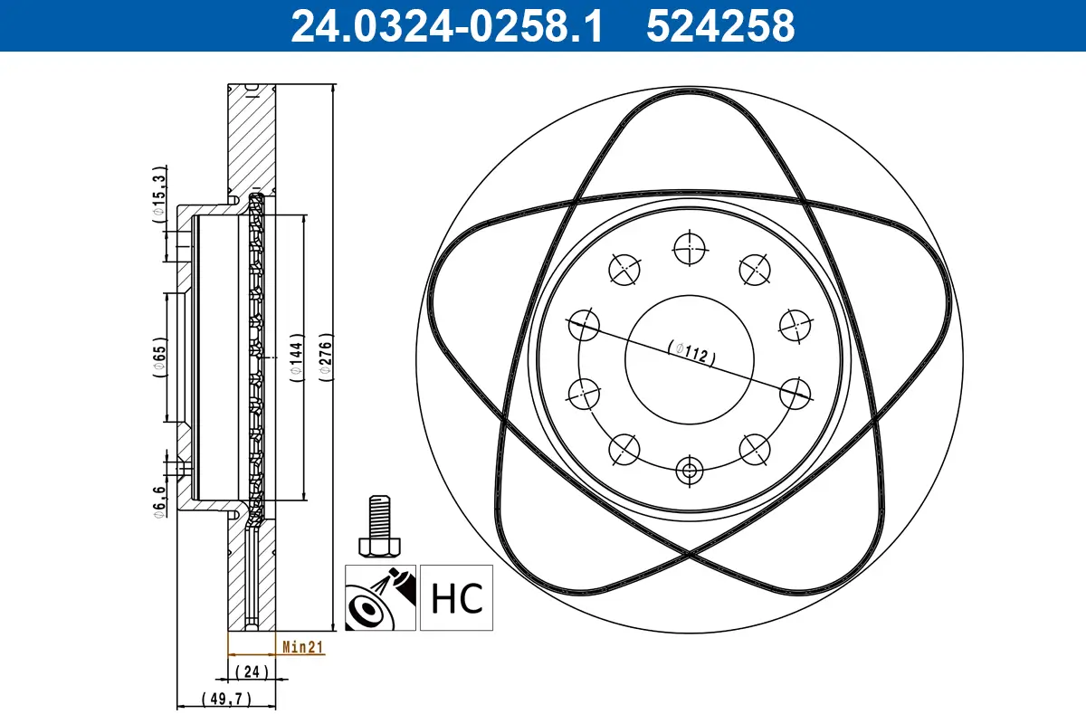 Bremsscheibe Vorderachse ATE 24.0324-0258.1