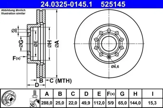 Bremsscheibe ATE 24.0325-0145.1 Bild Bremsscheibe ATE 24.0325-0145.1