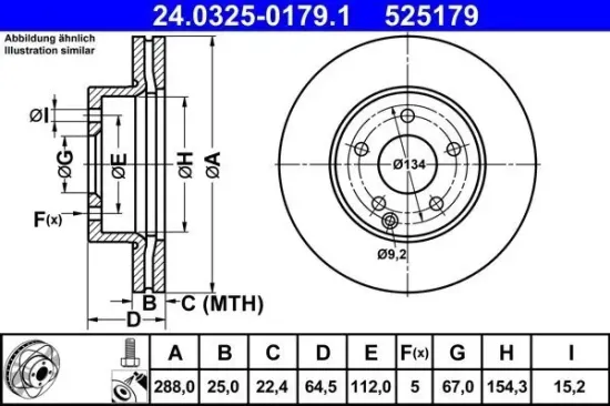 Bremsscheibe ATE 24.0325-0179.1 Bild Bremsscheibe ATE 24.0325-0179.1