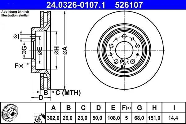 Bremsscheibe ATE 24.0326-0107.1