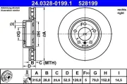Bremsscheibe Vorderachse rechts ATE 24.0328-0199.1