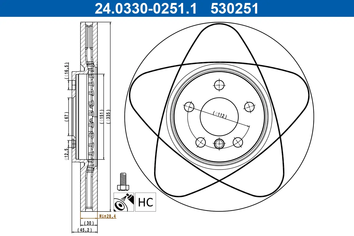 Bremsscheibe Vorderachse ATE 24.0330-0251.1