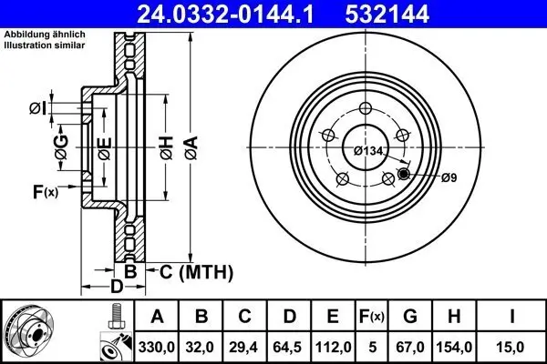 Bremsscheibe ATE 24.0332-0144.1