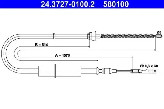 Seilzug, Feststellbremse hinten hinten rechts ATE 24.3727-0100.2 Bild Seilzug, Feststellbremse hinten hinten rechts ATE 24.3727-0100.2