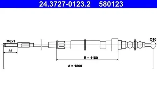 Seilzug, Feststellbremse hinten ATE 24.3727-0123.2 Bild Seilzug, Feststellbremse hinten ATE 24.3727-0123.2