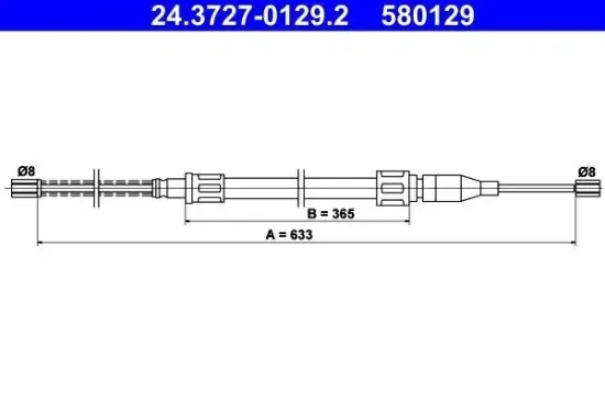 Seilzug, Feststellbremse hinten ATE 24.3727-0129.2 Bild Seilzug, Feststellbremse hinten ATE 24.3727-0129.2