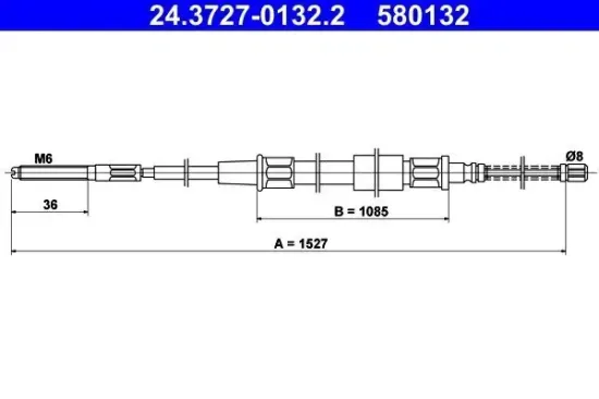 Seilzug, Feststellbremse hinten ATE 24.3727-0132.2 Bild Seilzug, Feststellbremse hinten ATE 24.3727-0132.2