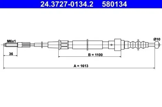 Seilzug, Feststellbremse hinten ATE 24.3727-0134.2 Bild Seilzug, Feststellbremse hinten ATE 24.3727-0134.2
