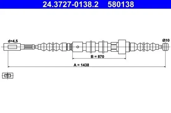 Seilzug, Feststellbremse hinten ATE 24.3727-0138.2 Bild Seilzug, Feststellbremse hinten ATE 24.3727-0138.2