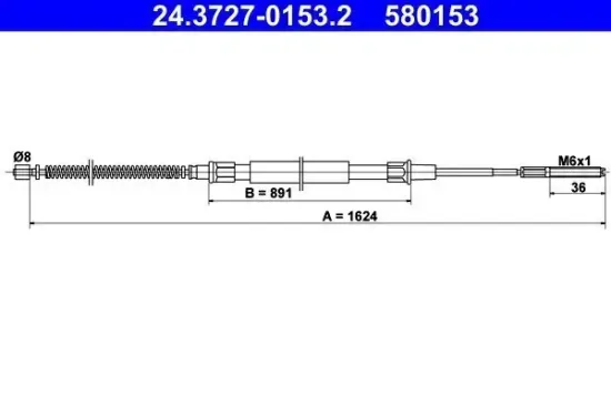 Seilzug, Feststellbremse ATE 24.3727-0153.2 Bild Seilzug, Feststellbremse ATE 24.3727-0153.2