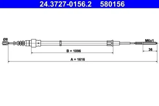 Seilzug, Feststellbremse hinten ATE 24.3727-0156.2 Bild Seilzug, Feststellbremse hinten ATE 24.3727-0156.2