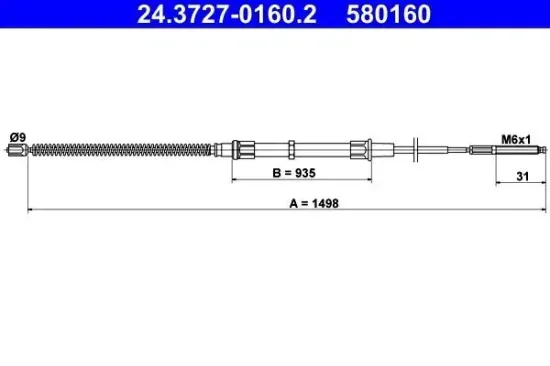 Seilzug, Feststellbremse ATE 24.3727-0160.2 Bild Seilzug, Feststellbremse ATE 24.3727-0160.2