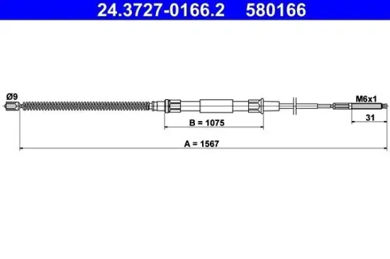 Seilzug, Feststellbremse hinten ATE 24.3727-0166.2 Bild Seilzug, Feststellbremse hinten ATE 24.3727-0166.2