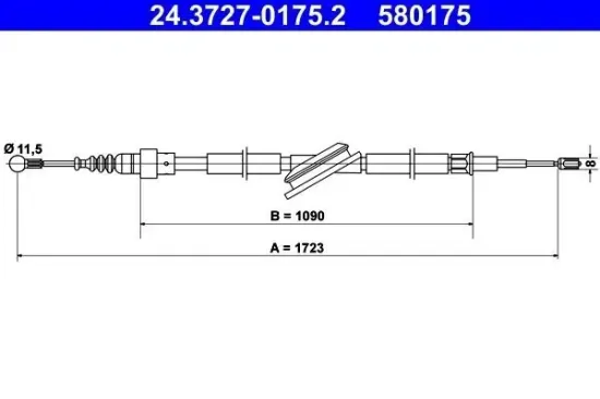 Seilzug, Feststellbremse hinten ATE 24.3727-0175.2 Bild Seilzug, Feststellbremse hinten ATE 24.3727-0175.2