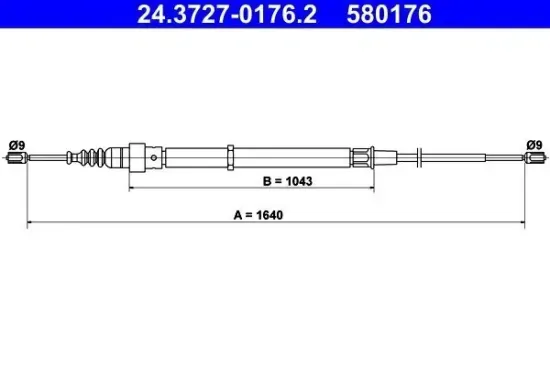 Seilzug, Feststellbremse hinten ATE 24.3727-0176.2 Bild Seilzug, Feststellbremse hinten ATE 24.3727-0176.2