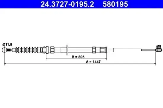 Seilzug, Feststellbremse hinten ATE 24.3727-0195.2 Bild Seilzug, Feststellbremse hinten ATE 24.3727-0195.2