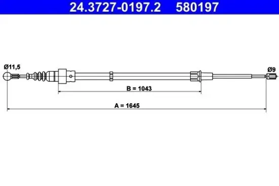 Seilzug, Feststellbremse hinten ATE 24.3727-0197.2 Bild Seilzug, Feststellbremse hinten ATE 24.3727-0197.2