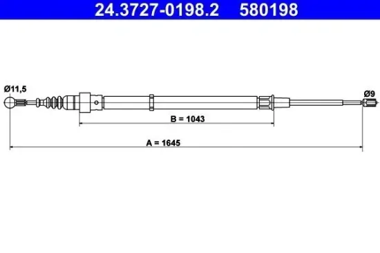 Seilzug, Feststellbremse hinten ATE 24.3727-0198.2 Bild Seilzug, Feststellbremse hinten ATE 24.3727-0198.2