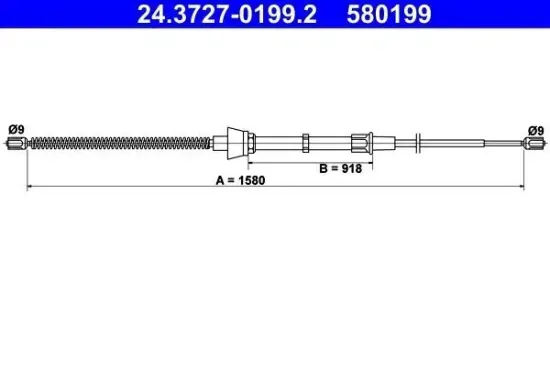 Seilzug, Feststellbremse hinten ATE 24.3727-0199.2 Bild Seilzug, Feststellbremse hinten ATE 24.3727-0199.2