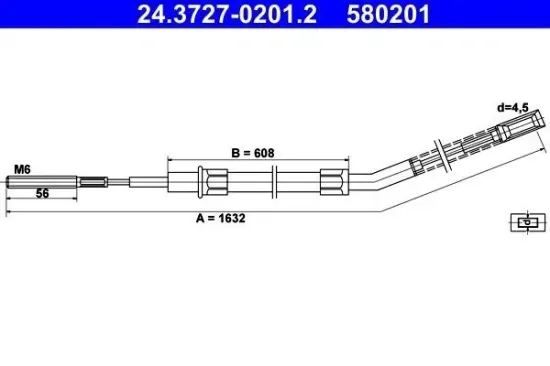 Seilzug, Feststellbremse hinten ATE 24.3727-0201.2 Bild Seilzug, Feststellbremse hinten ATE 24.3727-0201.2