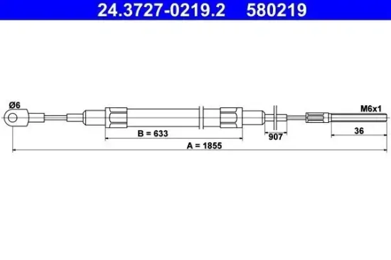 Seilzug, Feststellbremse hinten ATE 24.3727-0219.2 Bild Seilzug, Feststellbremse hinten ATE 24.3727-0219.2