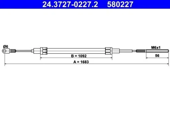 Seilzug, Feststellbremse hinten ATE 24.3727-0227.2 Bild Seilzug, Feststellbremse hinten ATE 24.3727-0227.2