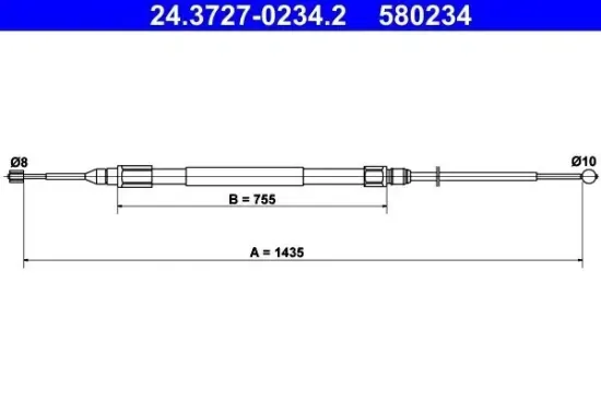 Seilzug, Feststellbremse hinten ATE 24.3727-0234.2 Bild Seilzug, Feststellbremse hinten ATE 24.3727-0234.2