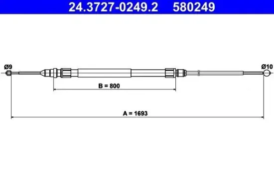 Seilzug, Feststellbremse hinten ATE 24.3727-0249.2 Bild Seilzug, Feststellbremse hinten ATE 24.3727-0249.2