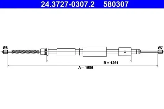 Seilzug, Feststellbremse hinten links ATE 24.3727-0307.2 Bild Seilzug, Feststellbremse hinten links ATE 24.3727-0307.2