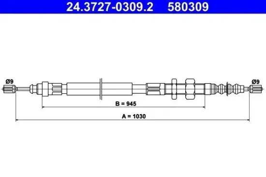 Seilzug, Feststellbremse vorne links ATE 24.3727-0309.2 Bild Seilzug, Feststellbremse vorne links ATE 24.3727-0309.2