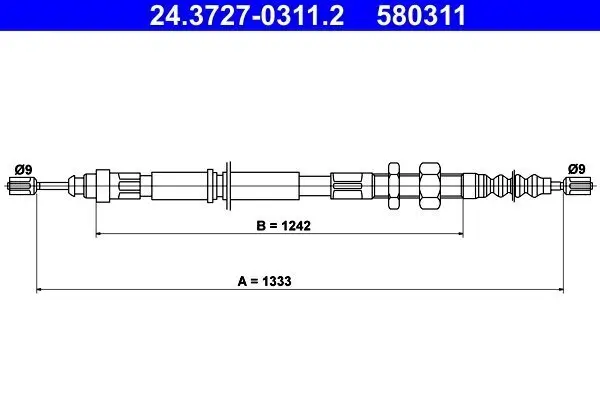 Seilzug, Feststellbremse vorne rechts ATE 24.3727-0311.2