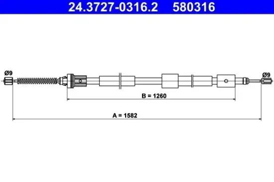 Seilzug, Feststellbremse hinten links ATE 24.3727-0316.2 Bild Seilzug, Feststellbremse hinten links ATE 24.3727-0316.2