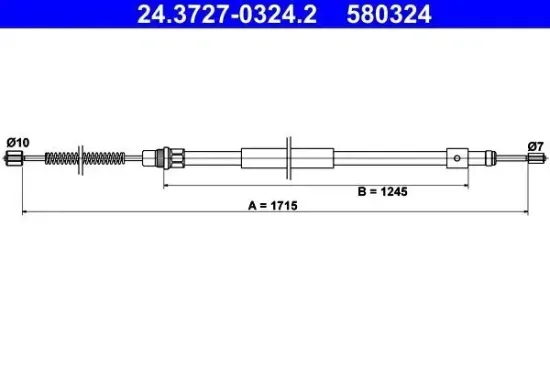 Seilzug, Feststellbremse hinten ATE 24.3727-0324.2 Bild Seilzug, Feststellbremse hinten ATE 24.3727-0324.2