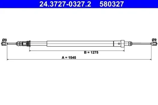 Seilzug, Feststellbremse hinten rechts ATE 24.3727-0327.2 Bild Seilzug, Feststellbremse hinten rechts ATE 24.3727-0327.2