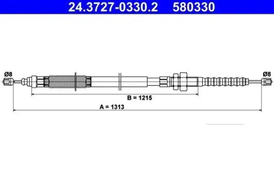 Seilzug, Feststellbremse vorne links ATE 24.3727-0330.2 Bild Seilzug, Feststellbremse vorne links ATE 24.3727-0330.2