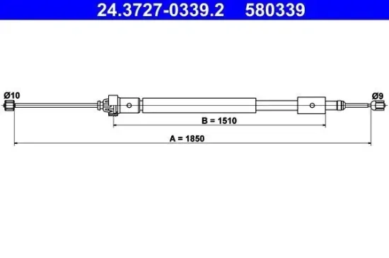 Seilzug, Feststellbremse hinten rechts ATE 24.3727-0339.2 Bild Seilzug, Feststellbremse hinten rechts ATE 24.3727-0339.2