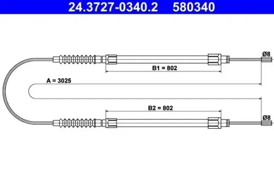 Seilzug, Feststellbremse hinten ATE 24.3727-0340.2 Bild Seilzug, Feststellbremse hinten ATE 24.3727-0340.2