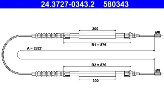 Seilzug, Feststellbremse hinten ATE 24.3727-0343.2 Bild Seilzug, Feststellbremse hinten ATE 24.3727-0343.2